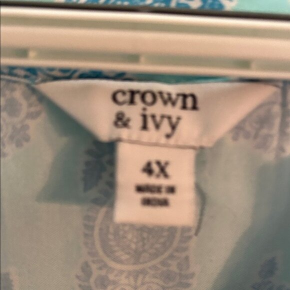 Crown & Ivy Teal Patterned Sleeveless Midi Dress - Picture 2 of 4